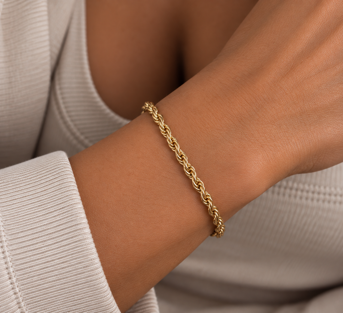 River Rope Bracelet Gold 4mm