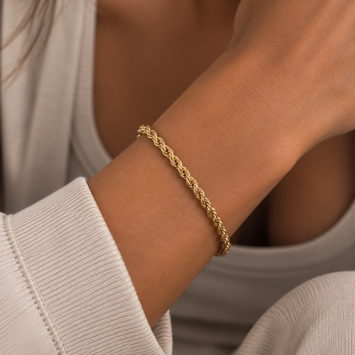 River Rope Bracelet Gold 4mm