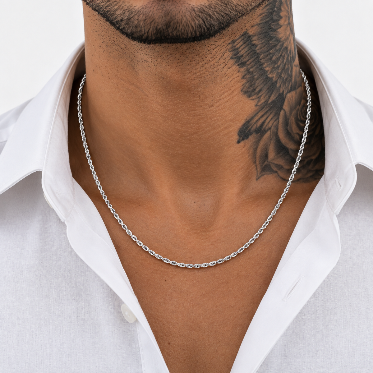 Silver Rope Chain Necklace 4mm