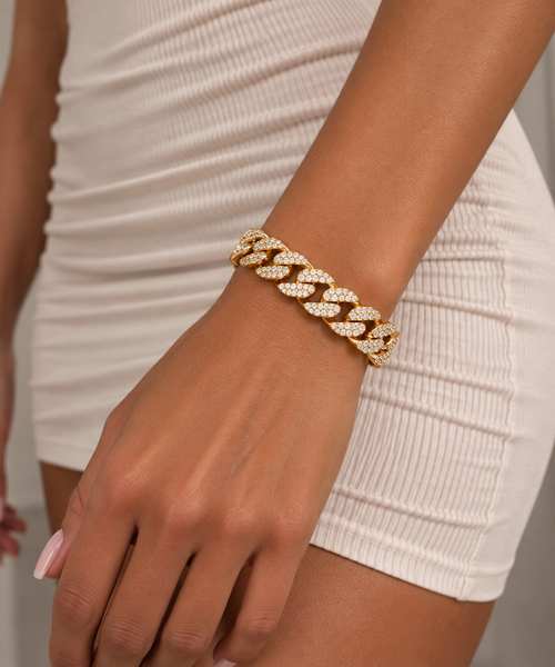 Amber Prong Ice Bracelet 14mm Silver Gold