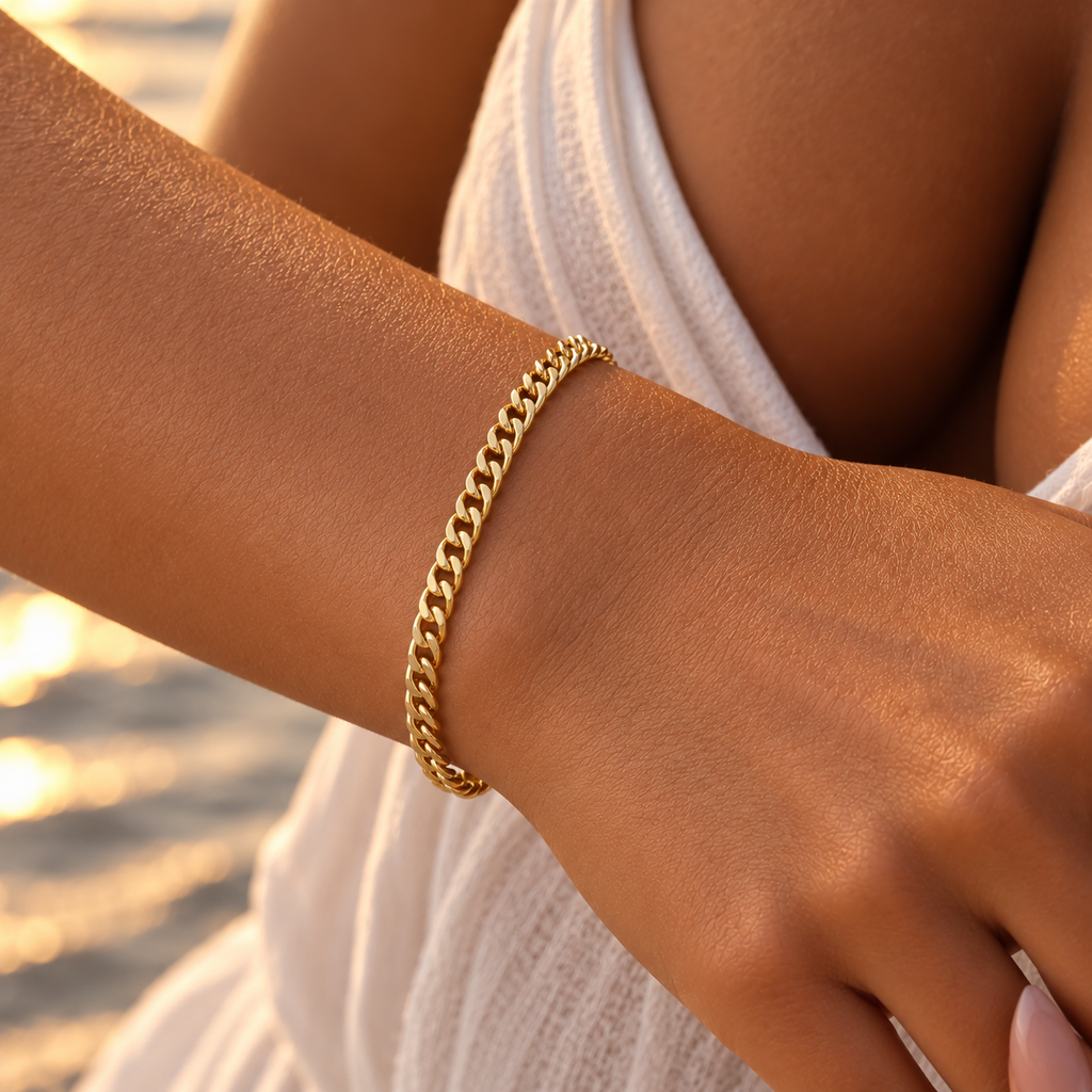 Camila Cuban Bracelet Gold 4mm