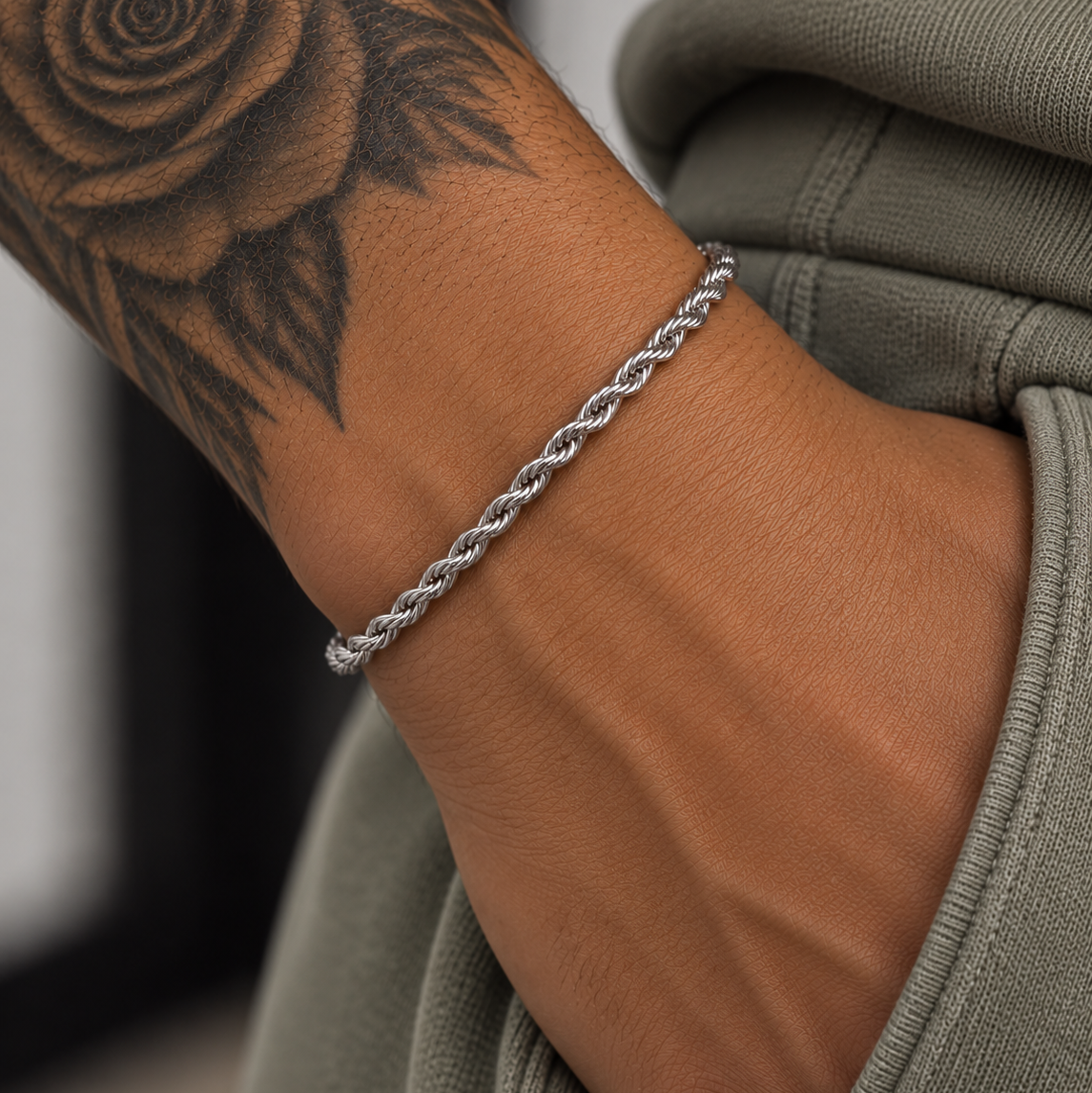 Rope Bracelet Silver 4mm