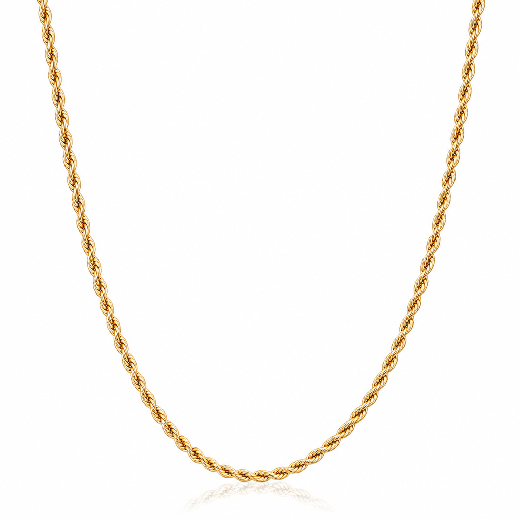 Ruby Womens Gold Rope Chain Necklace 4mm