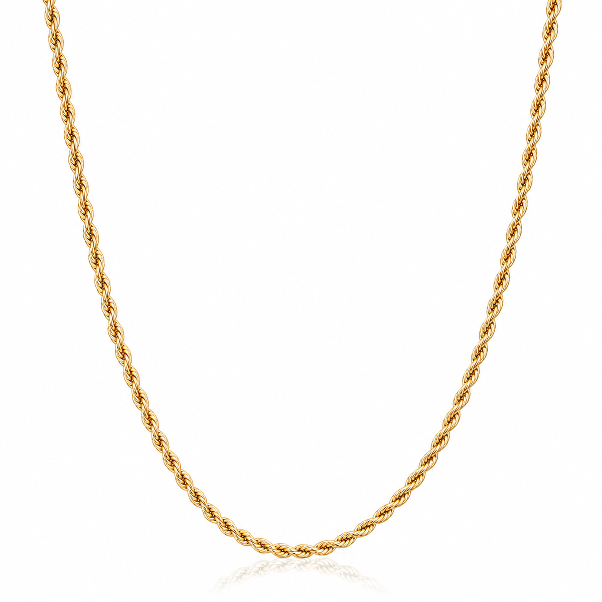 Ruby Womens Gold Rope Chain Necklace 4mm