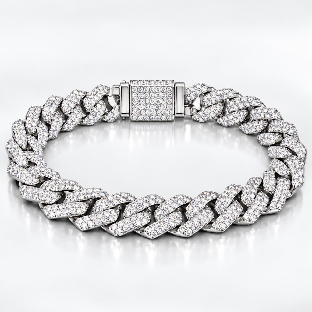 Amber Prong Ice Bracelet 14mm Silver