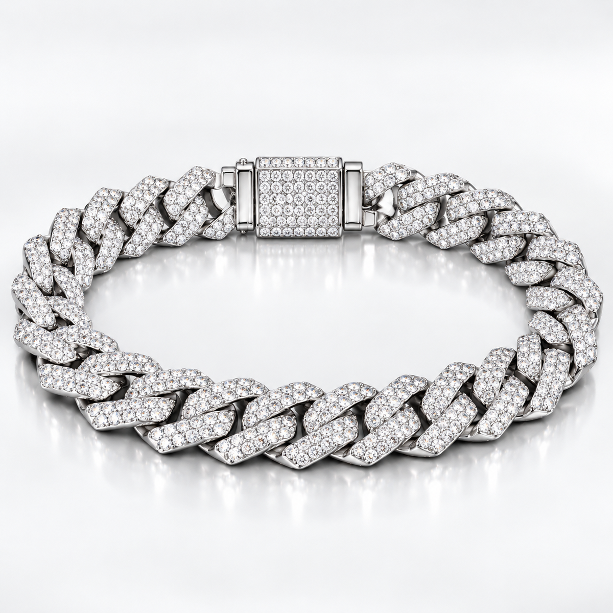 Amber Prong Ice Bracelet 14mm Silver