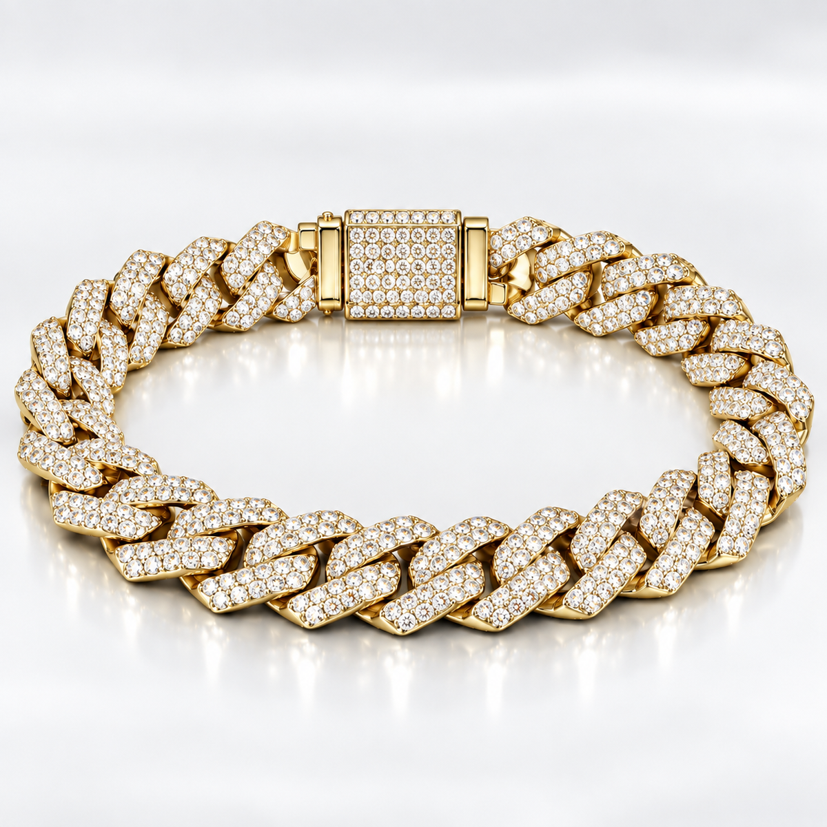 Amber Prong Ice Bracelet 14mm Silver Gold
