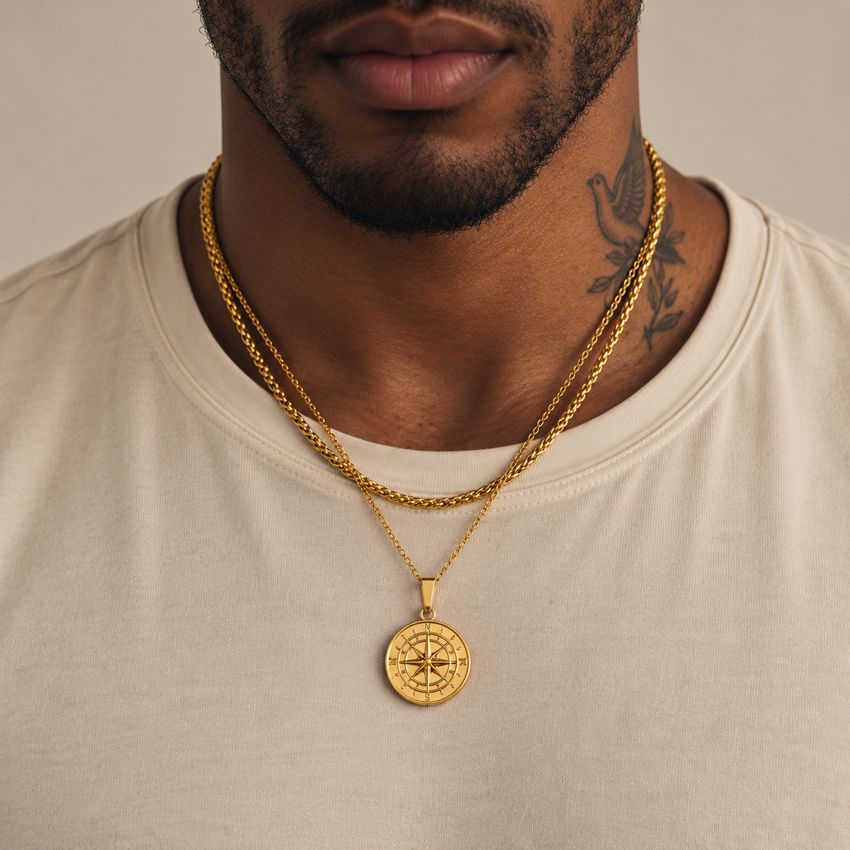 Compass Necklace Gold
