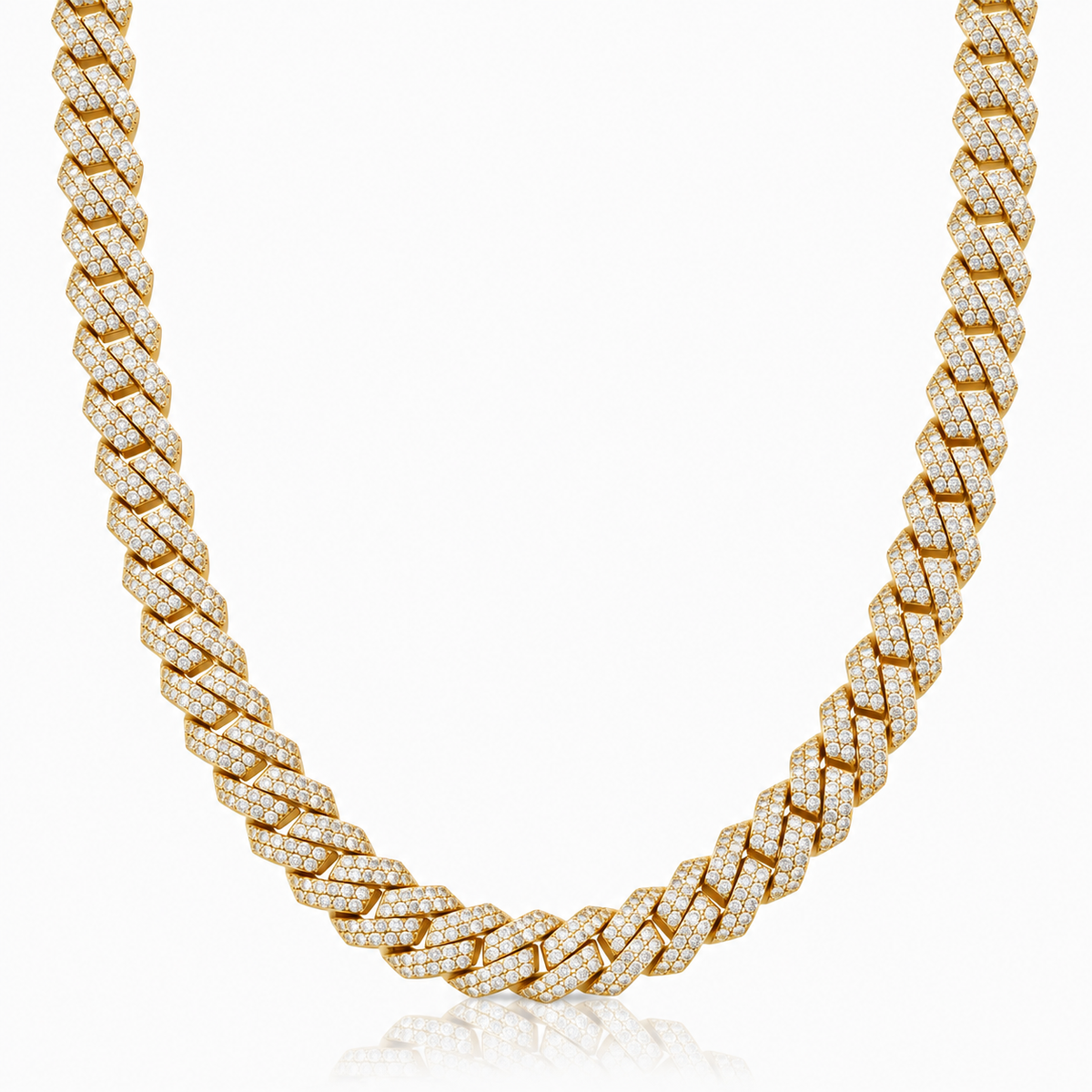 Mya Prong iced Cuban Necklace Gold 18" 14mm