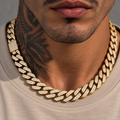Prong iced Cuban Necklace Gold 20" 14mm