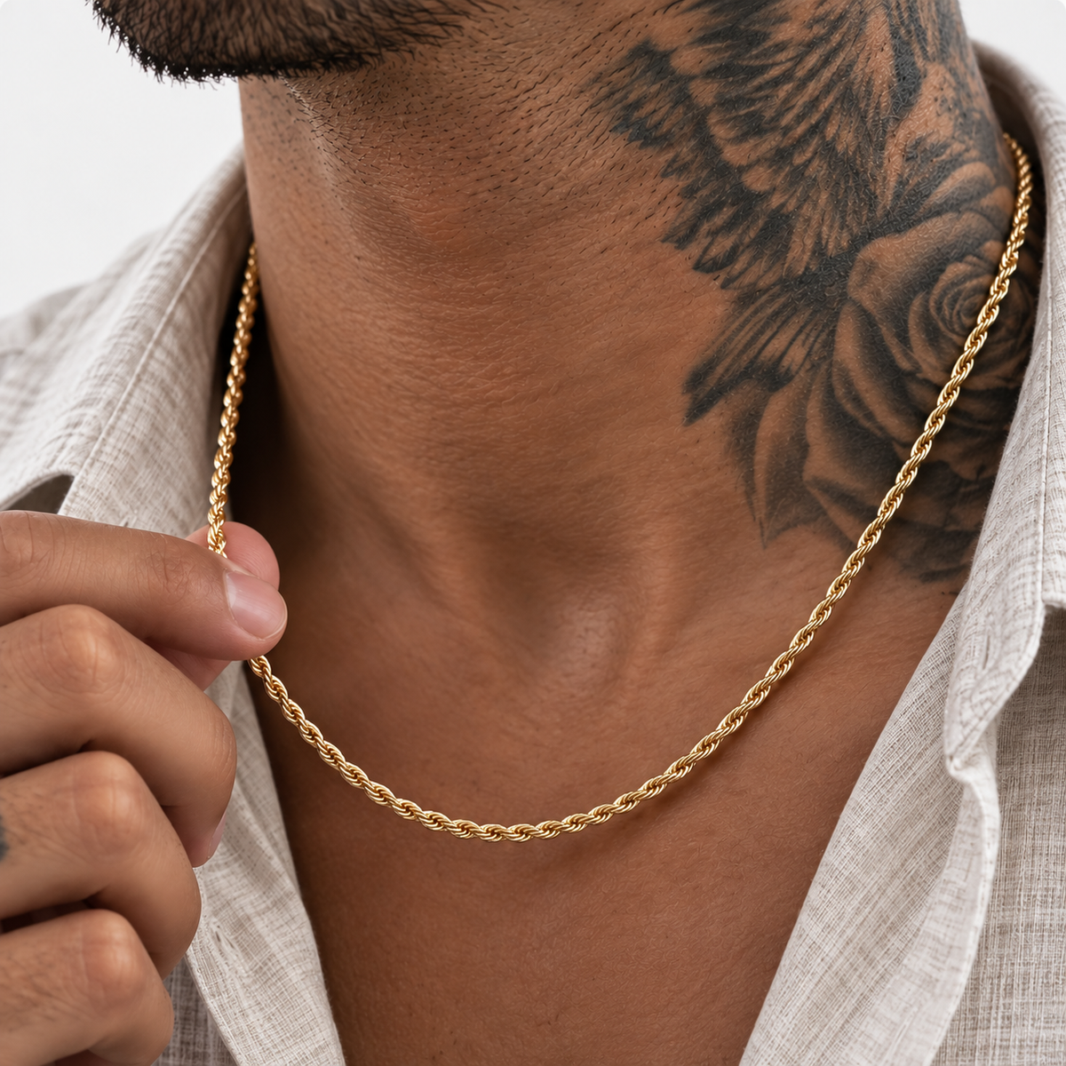 Gold Rope Chain Necklace 4mm