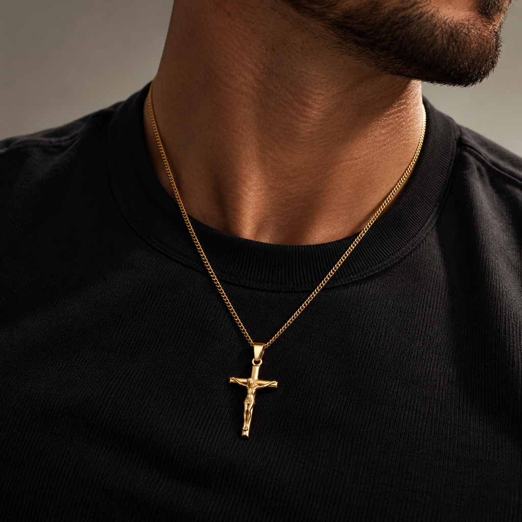 Crucifix Necklace Gold