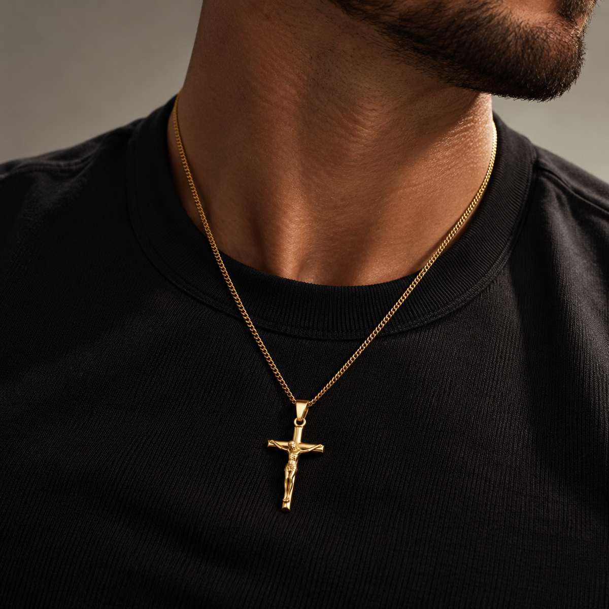 Crucifix Necklace Gold
