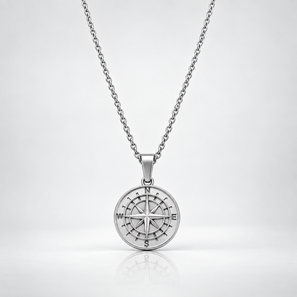 Compass Necklace Silver