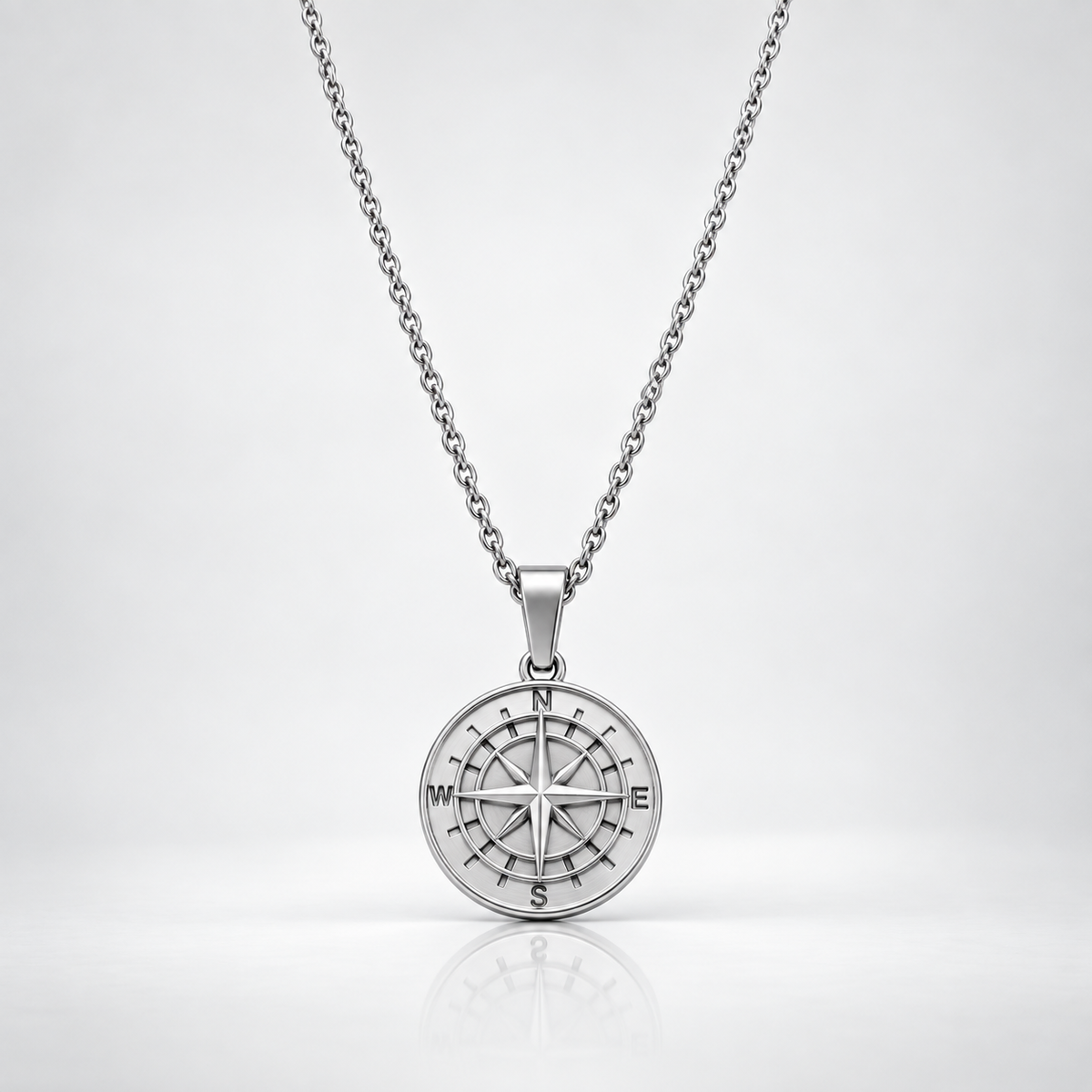 Compass Necklace Silver