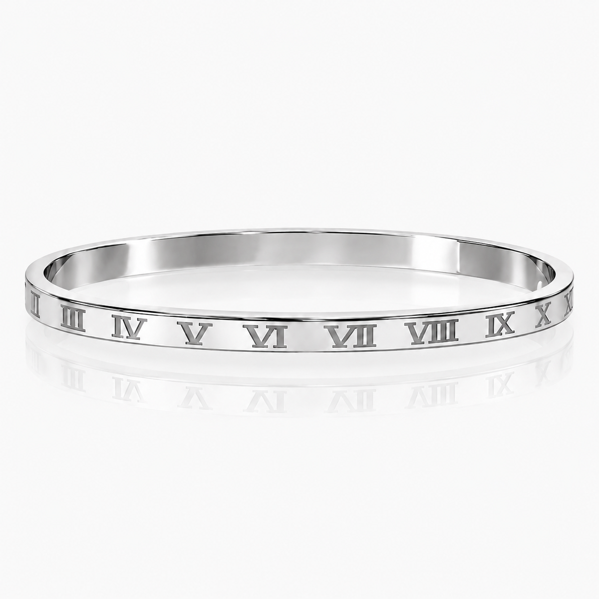 Renita Roman Numeral Bangle Bracelet Silver