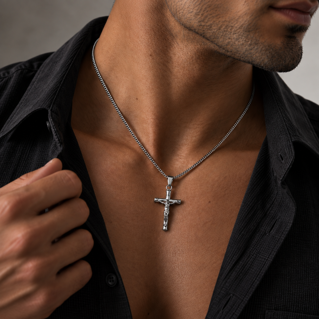 Crucifix Necklace Silver