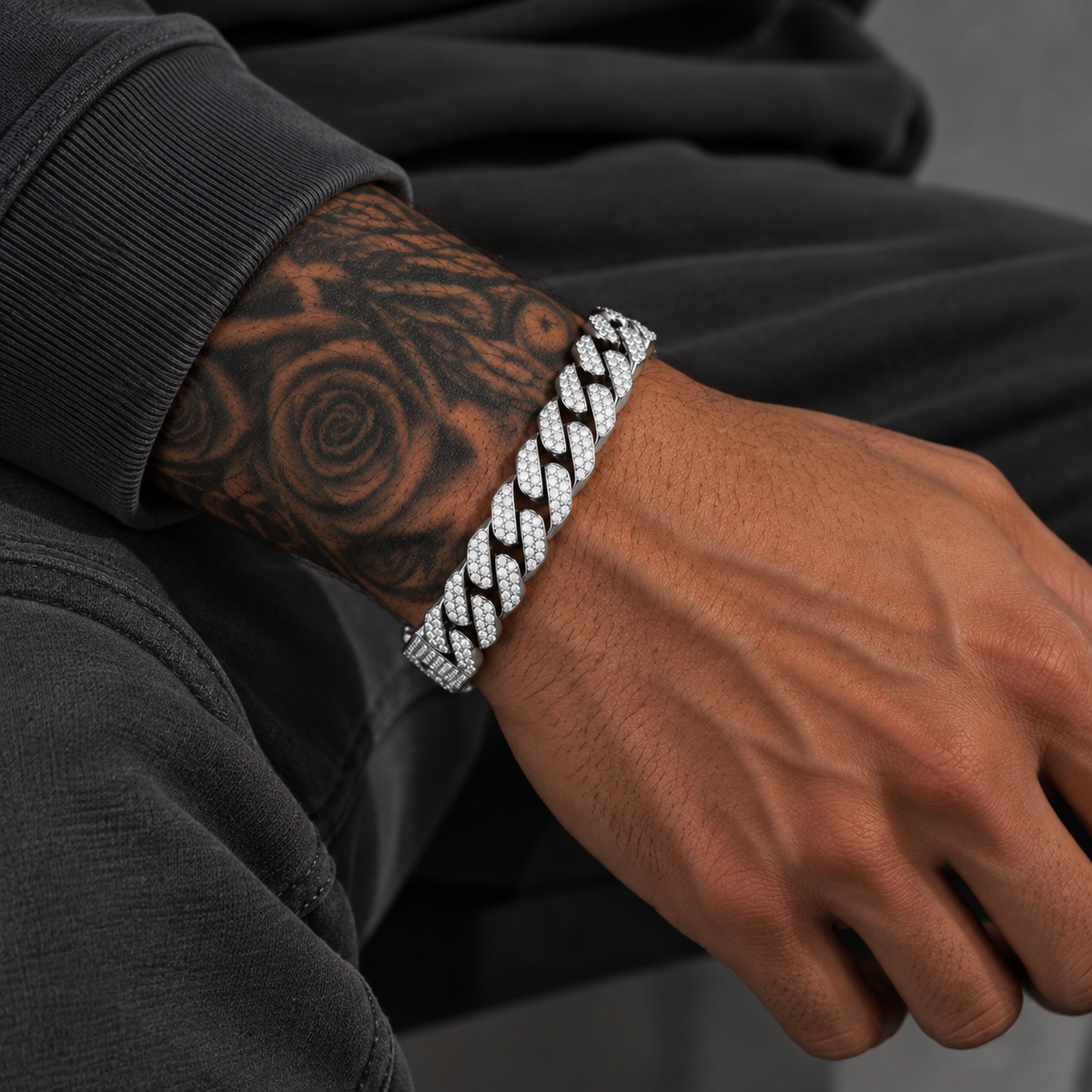 Prong iced Cuban Bracelet Silver 14mm