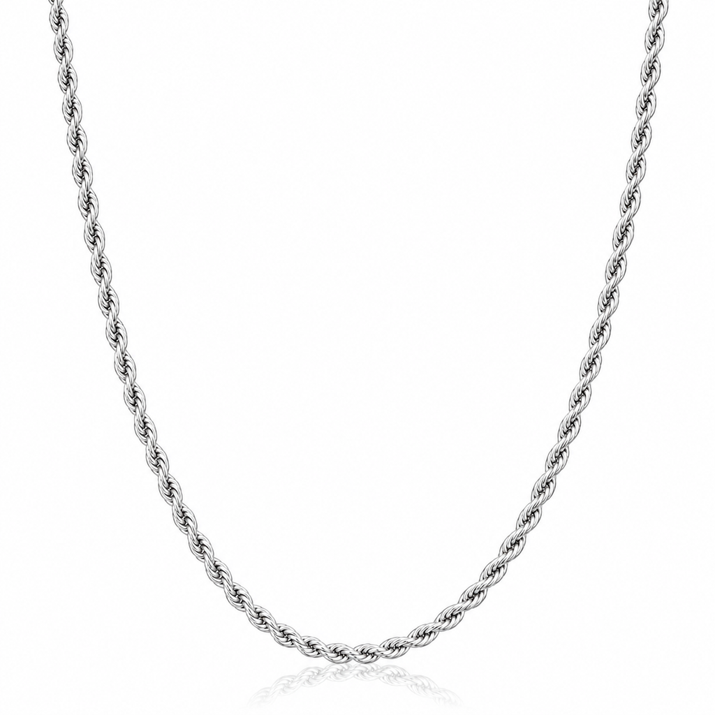 Silver Rope Chain Necklace 4mm