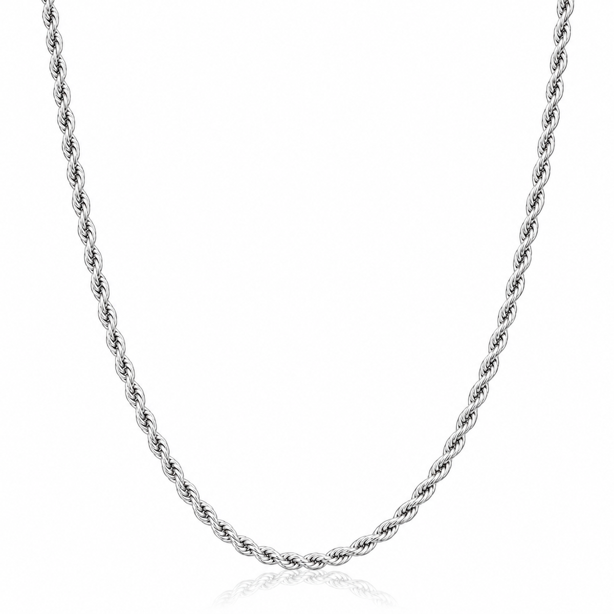 Silver Rope Chain Necklace 4mm