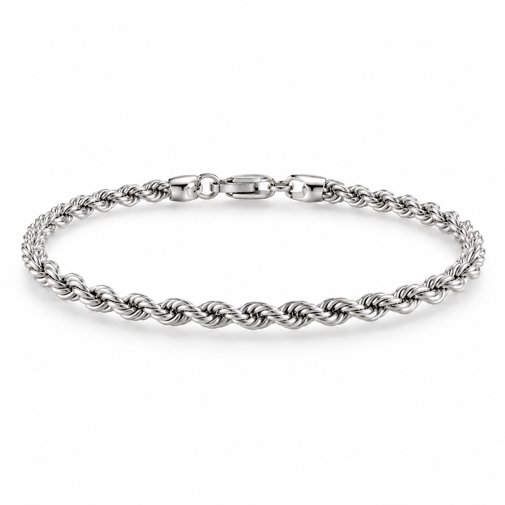 River Rope Bracelet Silver 4mm