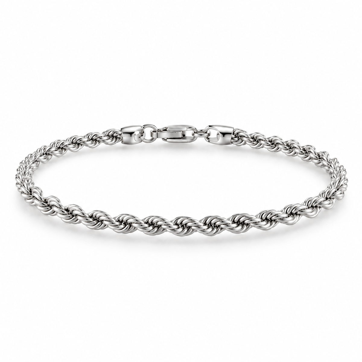 River Rope Bracelet Silver 4mm