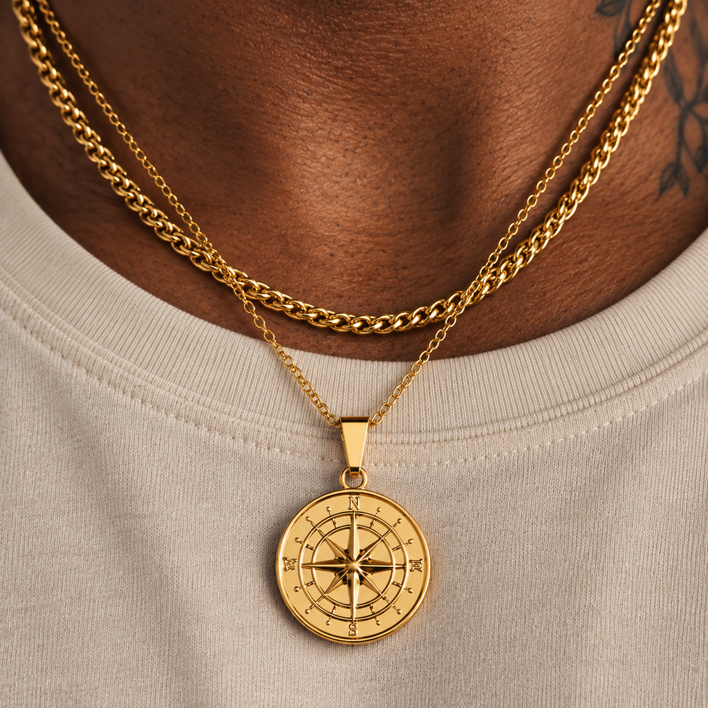 Compass Necklace Gold