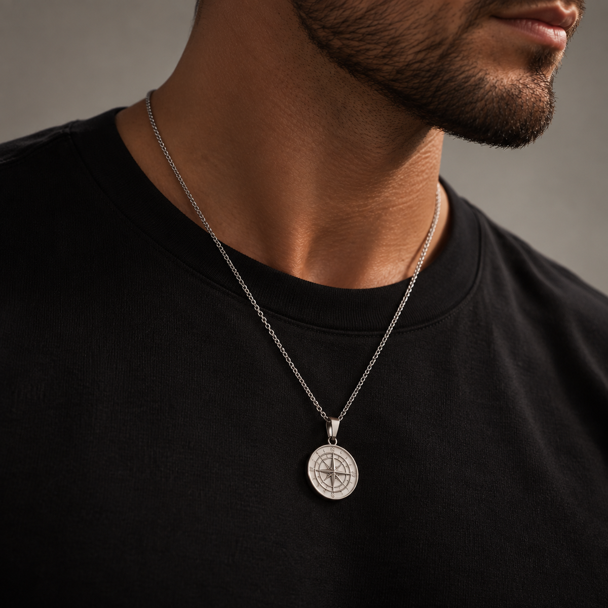 Compass Necklace Silver