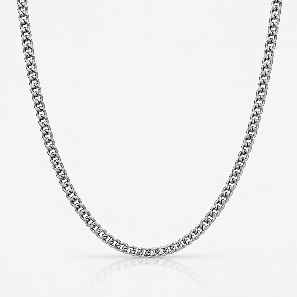 Silver Cuban Chain Necklace 4mm