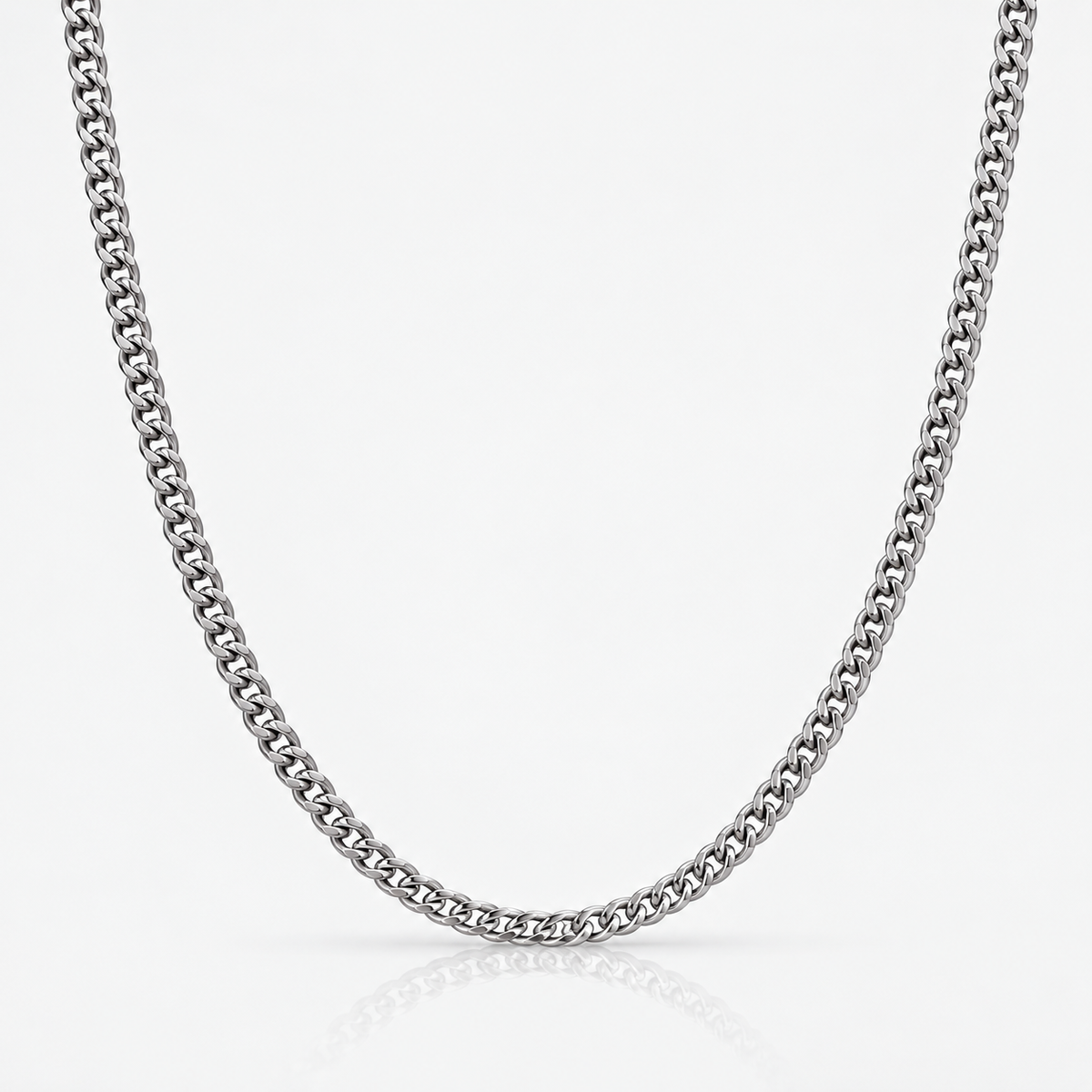 Silver Cuban Chain Necklace 4mm