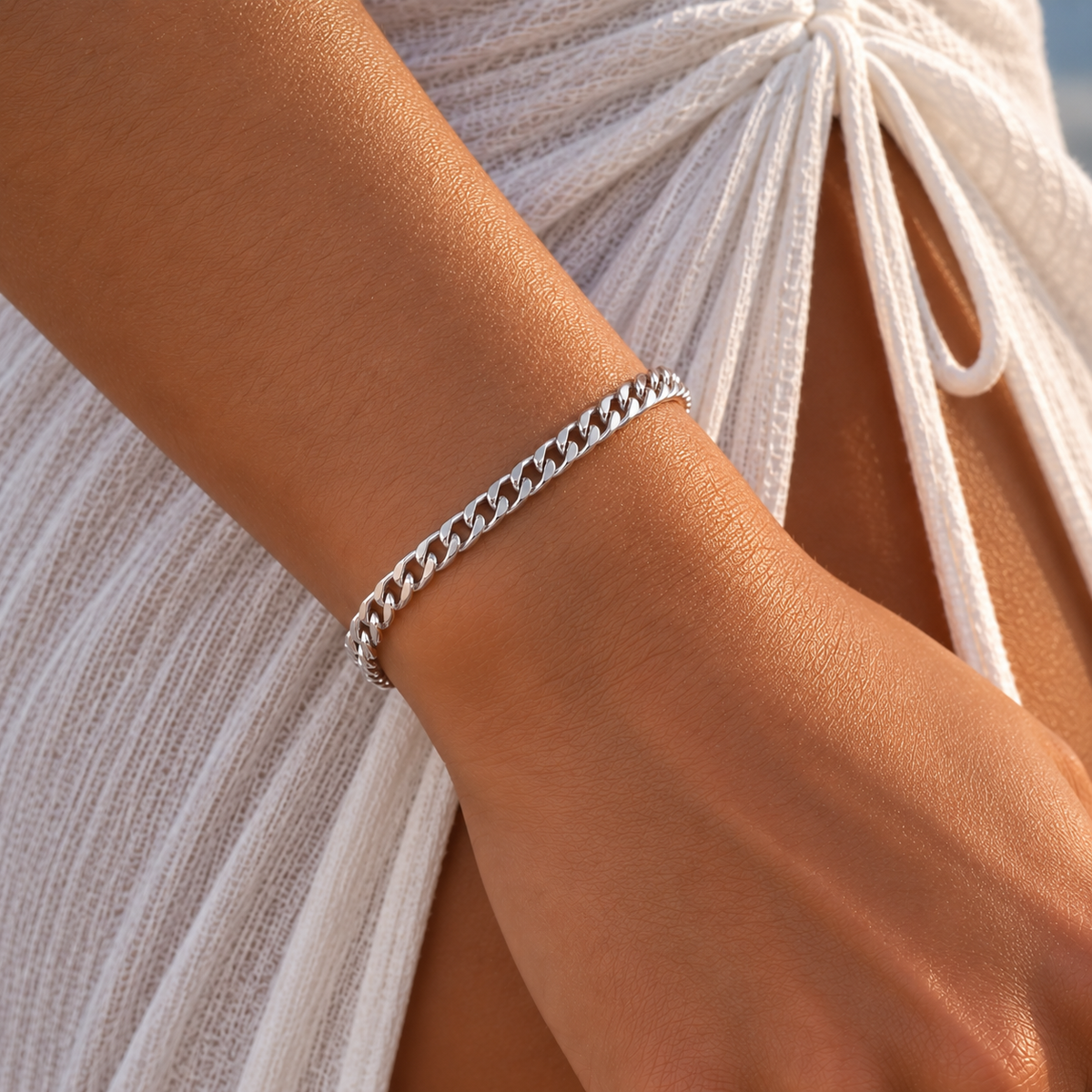 Camila Cuban Bracelet Silver 4mm